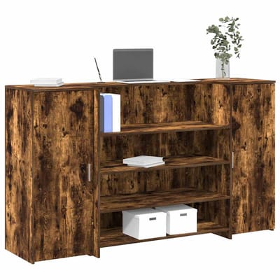 vidaXL - Receptiebalie - 180x50x103,5 - cm - bewerkt - hout - gerookt - eikenkleurig