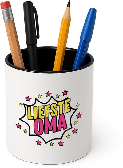 Hacebo® - Liefste oma Pennenbakje - Oma - een oma die heel lief is - pennenhouder - cadeautje voor oma - liefste ooit - verjaardagscadeau - kado - gift - geschenk - verrassing - Pennenbakje zwart
