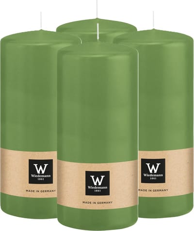 Wiedemann Cilinderkaars/stompkaars - 4x - lichtgroen - 15 x 7 cm - 63 branduren - zuilkaarsen