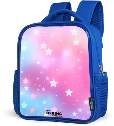 NoBoringSuitcases.com® - Rugzak blauw - Schooltas jongens - Sterren - Roze - Blauw - Kinder rugtas jongen - Boekentas kind - Kinderrugzak voor school - Schoolrugzak