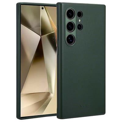 Accezz Hoesje - Geschikt voor Samsung Galaxy S24 Ultra - Magnetische Ring Leather Backcover - Cedar Green