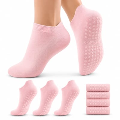 BOTC Gripsokken - Maat 35-42 - 3 Paar - Pilates sokken met antislipzolen - Antislipgrippers voor Dames - Roze
