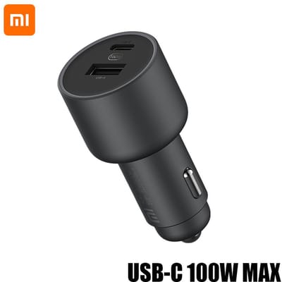 Xiaomi Voertuig Snellader Laadadapter Dubbele USBA USBC Poorten LED Licht Compatibel met Telefoons zwart