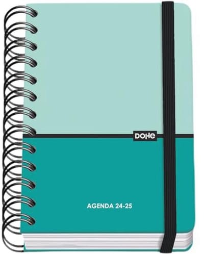 Schoolagenda 2023-2024 - Dagpagina - Bilingual: Spaans en Engels - 12 x 17 cm (A6) - Turquoise Kleur