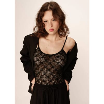 Grace & Mila Polly kanten body mouwloos Zwart