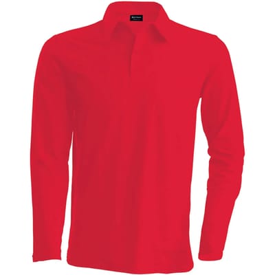 Herenpoloshirt met knopen en lange mouwen Rood - L