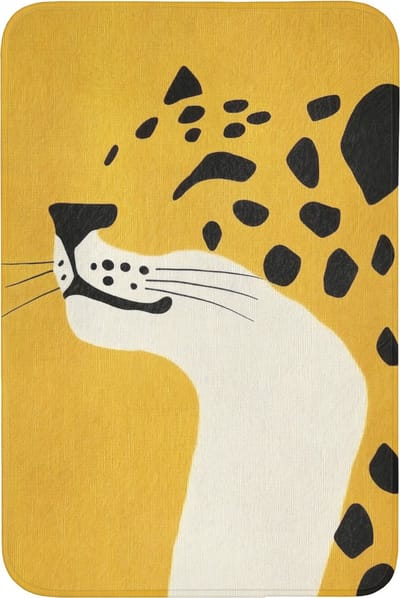Badmat 60x90 cm - Antislip - Cheetah - Illustratie - Geel - Badmatten voor badkamer - Badkamermat - Douchemat - Badkamer mat
