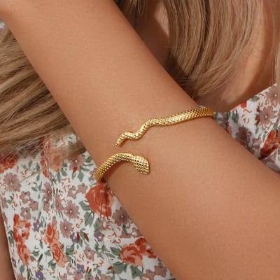 Slang Armband Dames - 925 Sterling Zilver - 18K Verguld - Dames Sieraden - Open Bangle