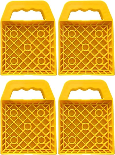 Camper Nivelleringspluggen - Stabilisator Pads - Reizen Parkeren - Multi-hoek Balans - 4 Stuks - Geel