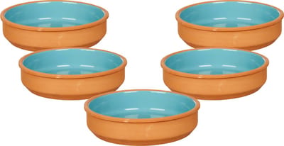 La Dehesa - Tapas / Creme brulee schaaltjes - 12x stuks - terracotta/blauw - 16 x 4 cm - serveerschaaltjes - hapjes - voedsel