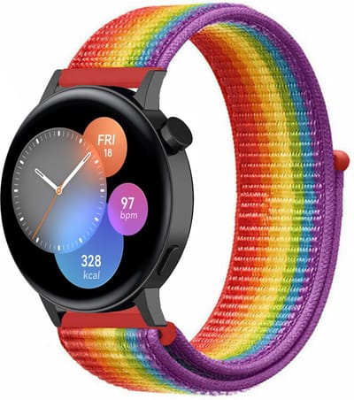 Nylon bandje geschikt voor Huawei GT 3 42mm / Huawei GT 3 Pro 43mm / Huawei GT 2 42mm - Regenboog