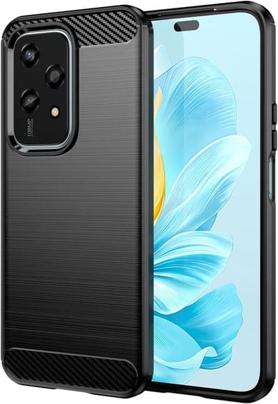Geborsteld TPU Hoesje Geschikt voor Honor 200 Lite | Beschermhoes | Back Cover | Flexibel TPU | Stijlvol Carbon | Dun | Zwart