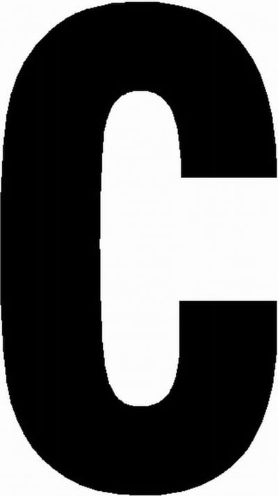 Lettersticker C ZWART 10x5cm, plakletter, huisnummersticker, toevoeging huisnummer