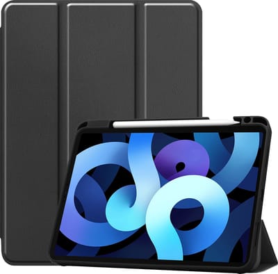 Hoesje - Geschikt voor Apple iPad Air 5 (2022) - 10.9 inch - 5e Generatie - M1 - Dun & Stevig - Trifold Bookcase - Hard Cover Case - Met Uitsparing Geschikt voor Apple Pencil - Hardcover Book - Tablet Hoes - Zwart