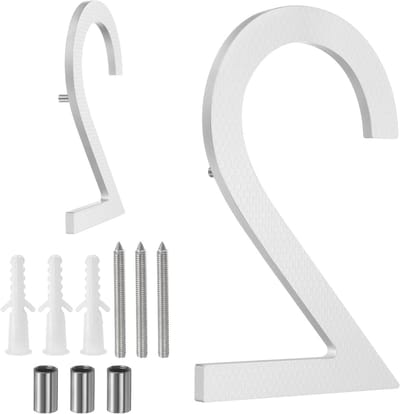 QUARKZMAN Huisnummers, 8 inch (20,3 cm), adresnummer, modern, solide aluminium, voor buiten, met nagelkit voor thuis, op straat, kantoor, brievenbus (nummer 2, reflecterend zilver)