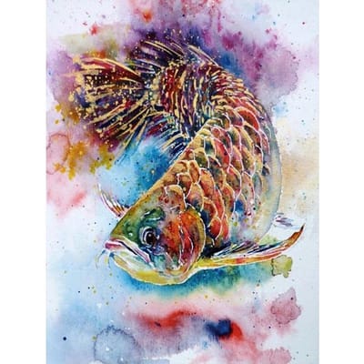 DIY 5D Diamond Painting Cross Stitch mooie vis Diamond Borduren Handwerkpatronen 20X30CM gray