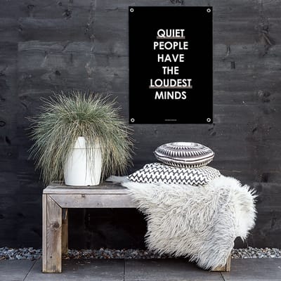 MOODZ design | Tuinposter | Buitenposter | Quiet people have the loudest minds | 70 x 100 cm | Zwart