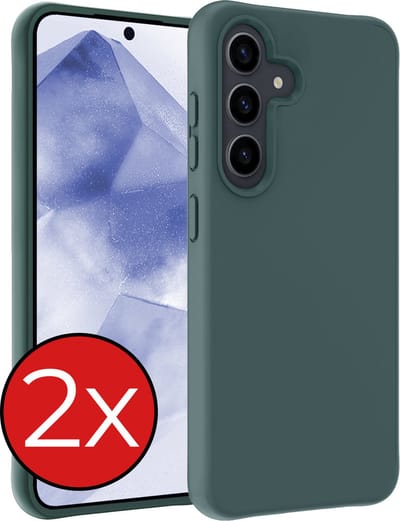 Hoesje - 2 Stuks - Geschikt voor Samsung Galaxy A55 - Sterk & Shockproof - Telefoonhoes - Back Cover - Case Siliconen - Telefoon Hoes - Donkergroen