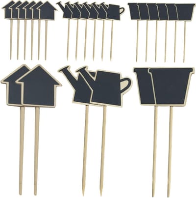 Mini Krijtborden - Plantenlabels Hout - Tuin Decoratie - Herbruikbaar - 30 Stuks - Diverse Kleuren