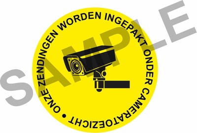 500 Stuks Verpakking Stickers Camerabewaking bij inpakken Verzenden 4x4 cm Geel
