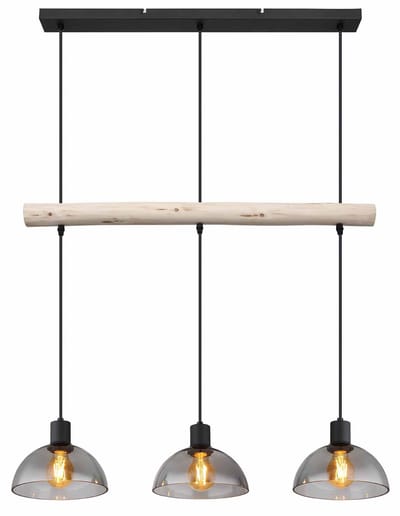 Globo - hanglamp - Lindi - zwart - metaal - grote eettafellamp - E27 - 15535-3H