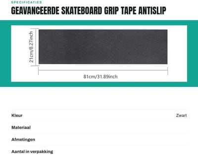 Dailygoods- Skateboard Grip Tape Waterdicht - Antislip Schuurpapier - 81x21 cm - Slijtvast - Microperforaties - Veilig Gebruik - Griptape