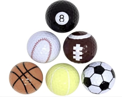 Unieke Fun Sport golfballen (set van 6), meerkleurig