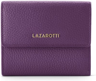 Lazarotti Leren portemonnee Bologna Leather Wallet With 8 Card Slots Purple paars