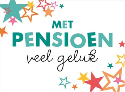 Wenskaart met pensioen veel geluk
