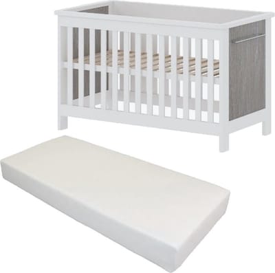 Born Lucky ® Babybed / Ledikant Noel Met Matras Wit/Eiken 60 x 120 cm