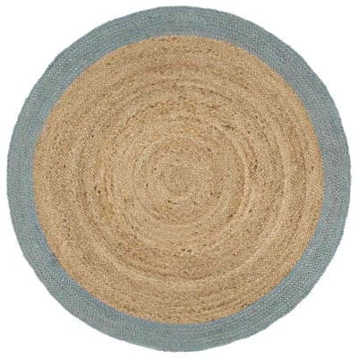 vidaXL - Vloerkleed - handgemaakt - met - olijfgroene - rand - 240 - cm - jute