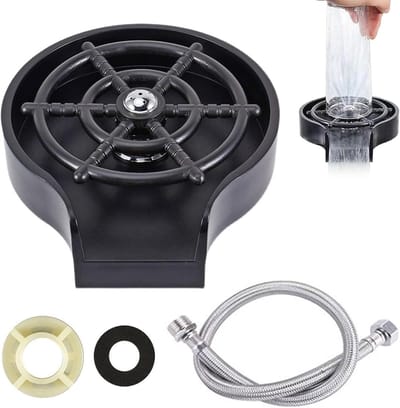 Glazen Spoeler - Automatische Reiniger - Efficiënt Glazen Wassen - Mondstuk Reiniging - 80cm Slang - Zwart