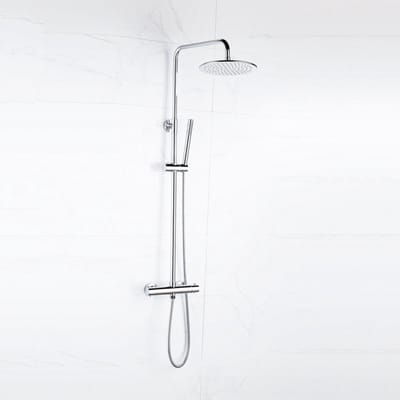 FugaFlow Eccelente Sobrado Badkamer Thermostatische Regendoucheset - 25cm - ronde hoofddouche - staafhanddouche - chroom