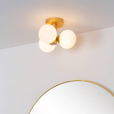 Lucide TRUDY - Plafonnière (Plafondlamp) Badkamer - Ø 28 cm - 3xG9 - IP44 - Mat Goud / Messing