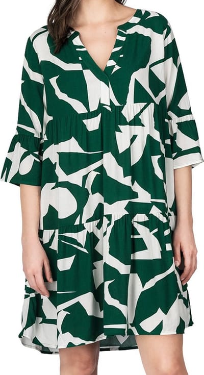 DENIMFY Dames Jurk DFFrida regular fit Groen M/L V Hals Volwassenen Zomerjurk