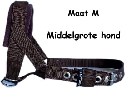Hoofdhalster hond - Anti trek - Bruin - Maat M - Bruine voering - Gevoerd - Antitrek hoofdhalster hond - Halster hond - Anti trek hond - Training band