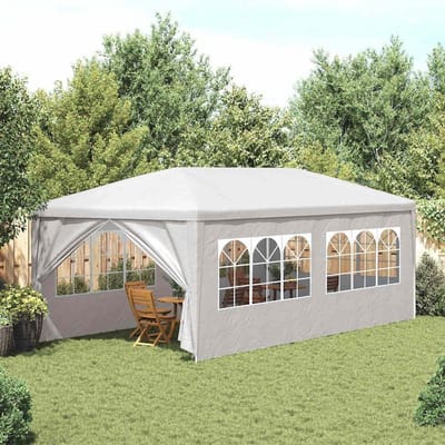 Partytent 3x6m - Tuinpaviljoen Feesttent - Buitenfeesten Organiseren - UV- en Waterbestendig PE - 3 x 6 meter - Wit