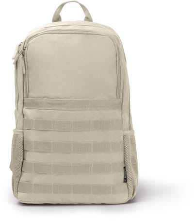 Rugzak Beige / zand, RPET, 4 vakken, 21 liter inhoud, gewatteerde schouderbanden