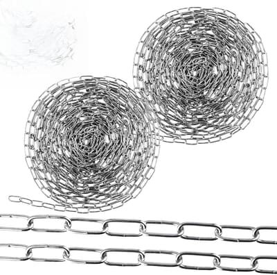 Ge galvanized stalen ketting per meter, 10 m metalen ketting, Ø 2.2 mm ronde stalen ketting voor waslijn en schommels, duurzaam en roestbestendig
