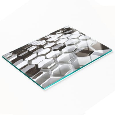 Decoratieve glazen serveerplank met 3D-afbeeldingen voor het serveren van snacks, 80x52 cm