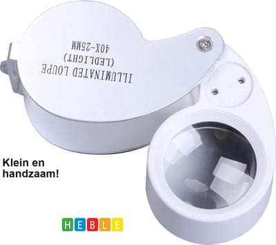 *** Juweliersloep Zilver 40x25MM - Zakformaat - Juweliers Vergrootglas - Zilver Loep - van Heble® ***