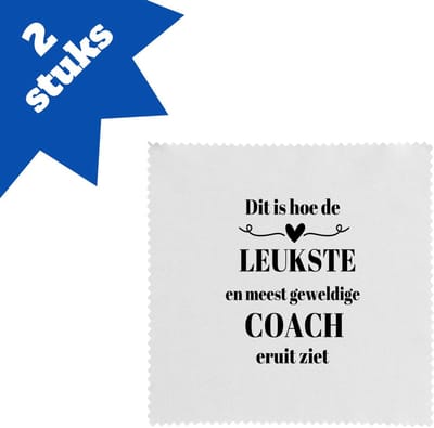 Akyol - dit is hoe de leukste en meest geweldige coach eruit ziet brillendoekjes - Coach - meest leukste coach - sport - verjaardag - cadeautje voor coach - coach artikelen - kado - geschenk - 17,8 bij 17,8 cm - 2 stuks