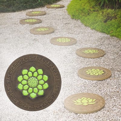 Opstapstenen, tuinaanleg steen, Stepping Stones,Stepping Garden Stones,Luminous, Pathway Landscaping Pavers with Lotus Pattern, Oriental Style