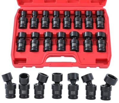 Dopsleutelset 1/2 inch - 15-delig, metrisch, 10-24 mm, 360° draaibaar, CR-MO staal