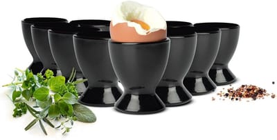 Glazen eierdopjes - Eierhouders - Ontbijt serveren - Hoogwaardig glas - 6 stuks - Zwart