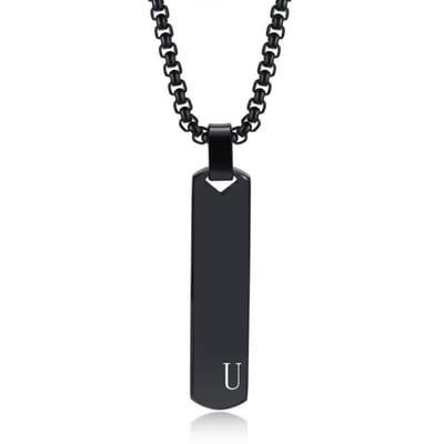 Livano Ketting - Heren - Staal - Nep zilver - Met Hanger - Zwart - U