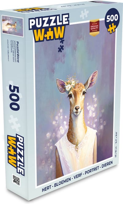 Puzzel Hert - Bloemen - Verf - Portret - Dieren - Legpuzzel - Puzzel 500 stukjes