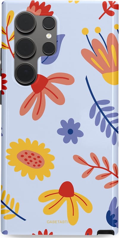 Casetastic hoesje geschikt voor Samsung Galaxy S24 Ultra - Dubbellaagse bescherming - Bloemenval - Fashion Case - Lavendel Goud Terracotta
