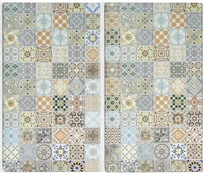 Zeller Snijplanken - set 2x - glas - met mozaiek print - 30x52 cm - serveerplanken