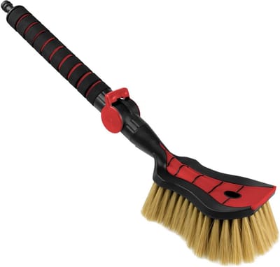 Autowasborstel met Wateraansluiting - Waterborstel Autoreiniging - Auto Wassen - Zachte Borstelharen - 54 cm - Rood